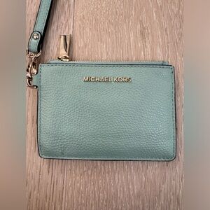 Aqua blue Michael Kors wristlet wallet